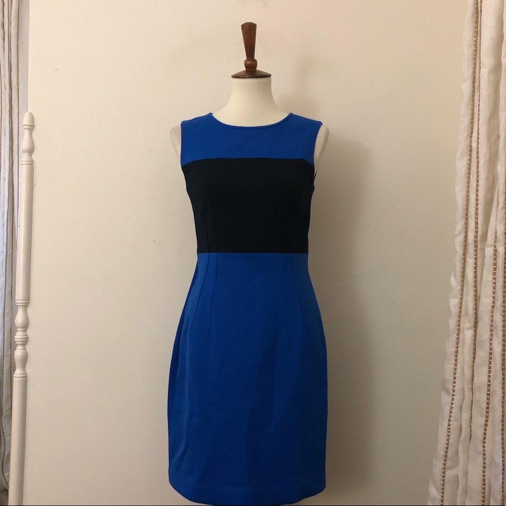 Tahari Cobalt Colorblock Shift Dress